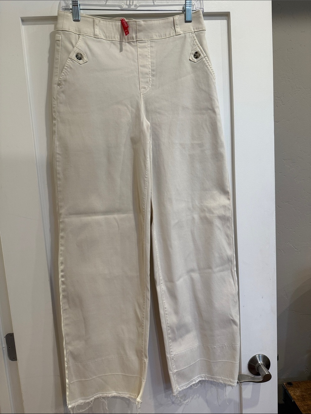 SPANX Cream Wide-Leg Pant with Raw Hem